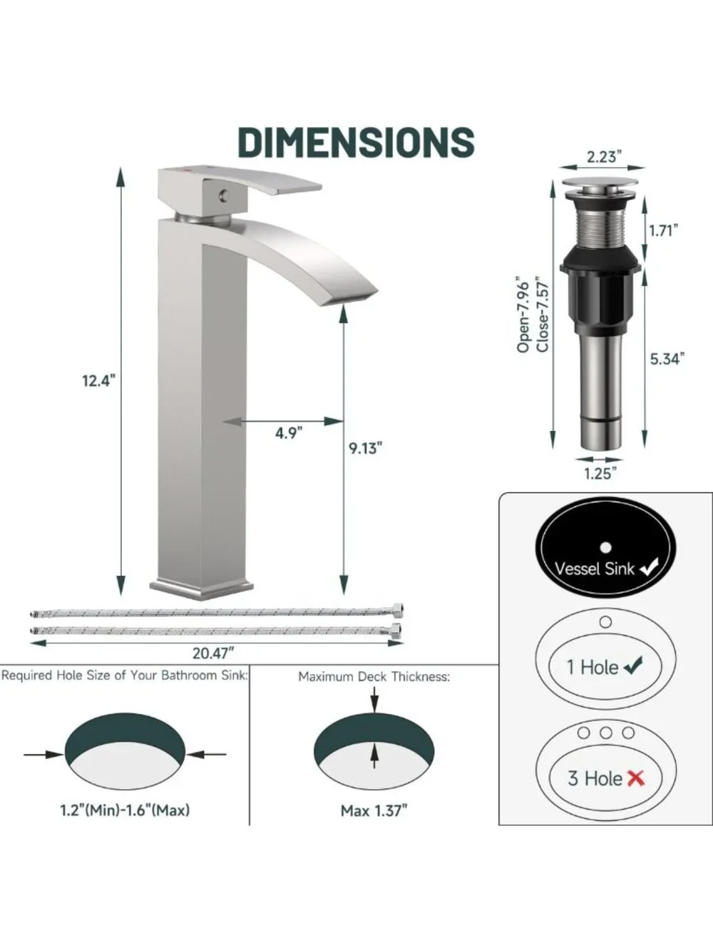 Stylish Brushed Nickel Waterfall Vessel Sink Faucet for Modern Bathrooms